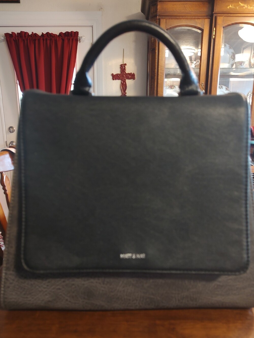 Black Structured Top-Handle Bag